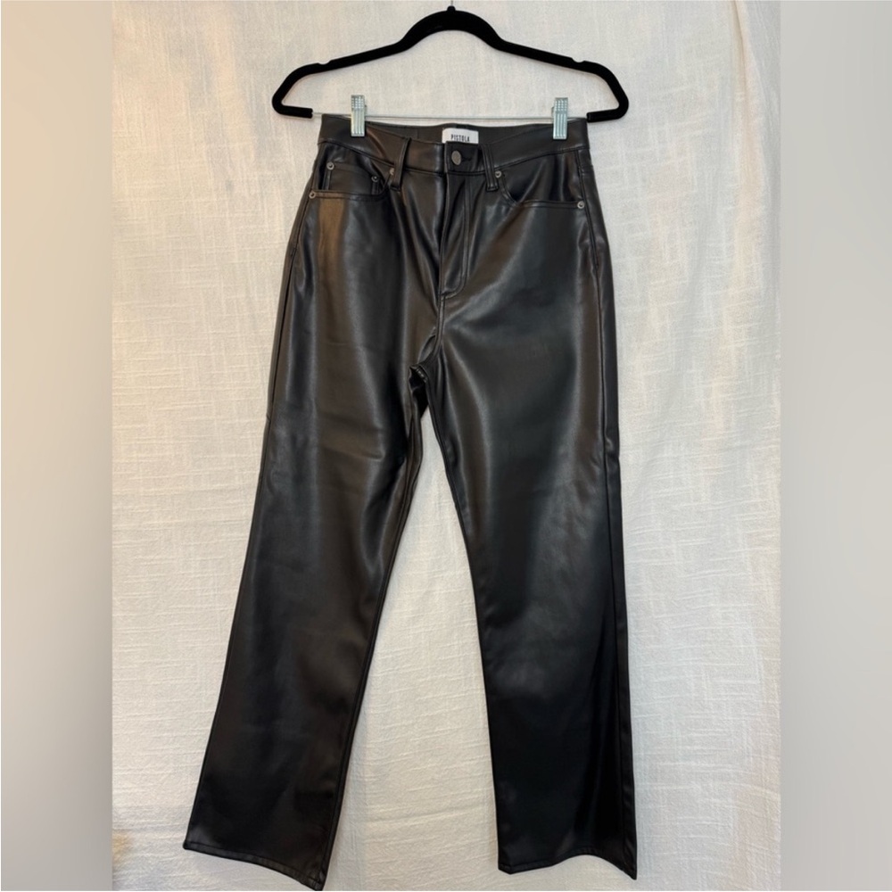 Pistola Black Cropped Vegan Leather Pants - Picture 3 of 10